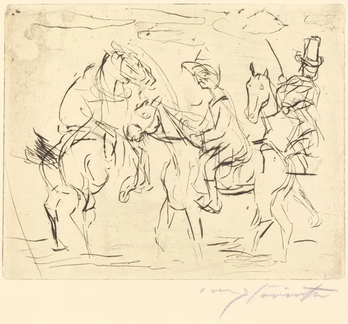 Sonntagsreiter (Sunday Riders) by Lovis Corinth, print, 1920