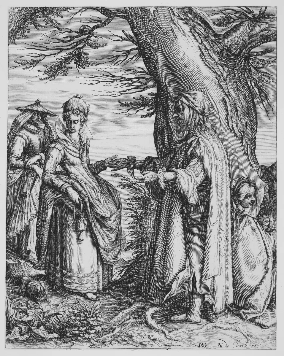 The Fortune Teller and the Lady by Jacques de Gheyn II, print, 1603-1613