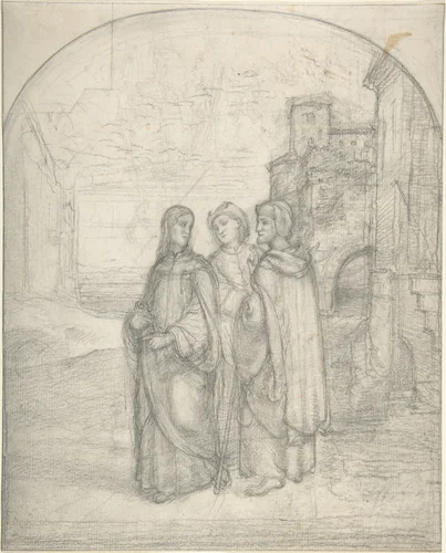 Christ and the Pilgrims of Emmaus by Ferdinand Olivier, drawing, 1827