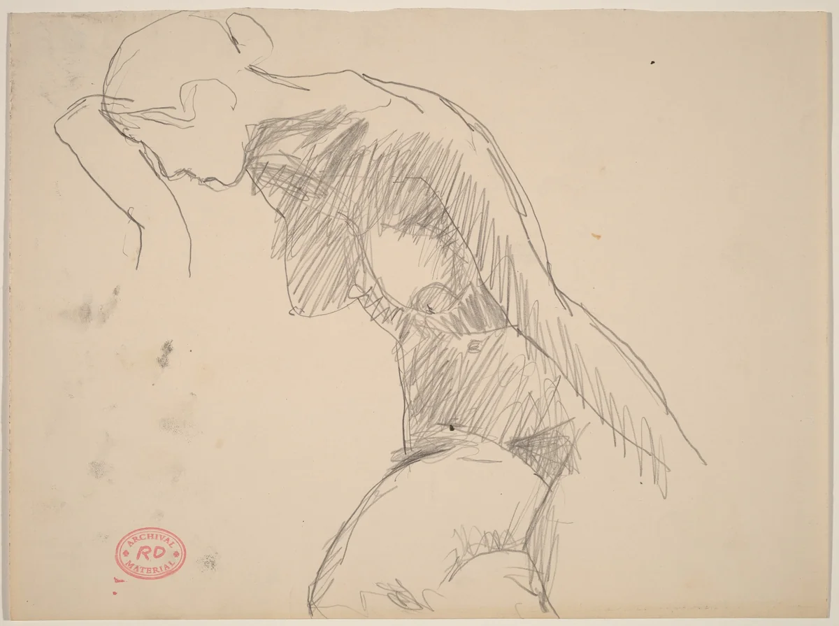 Untitled [seated female nude leaning to her side] by Richard Diebenkorn, drawing, 1955-1967