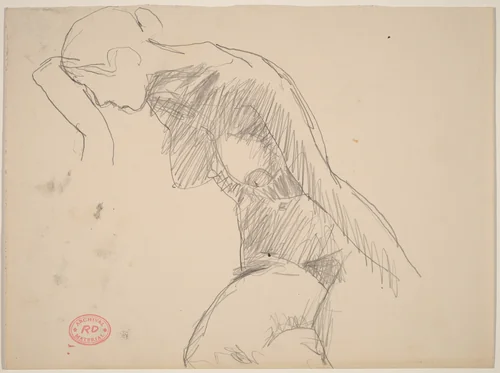Untitled [seated female nude leaning to her side] by Richard Diebenkorn, drawing, 1955-1967