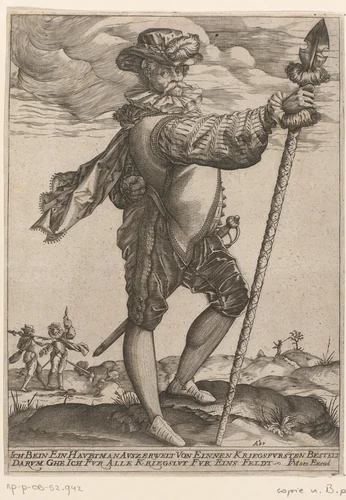 Officier met lans by Pieter Maes, print, 1587