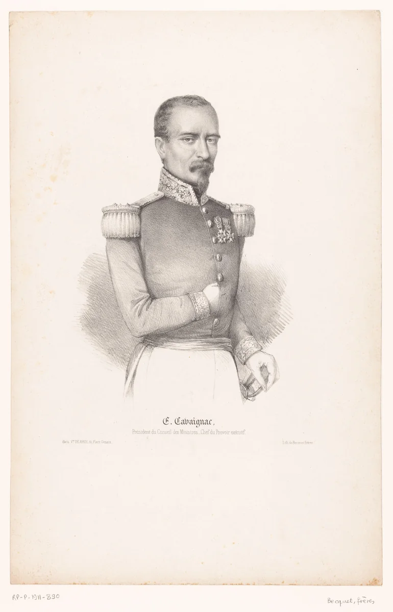 Portret van Louis-Eugène Cavaignac by anonymous, print, 1848