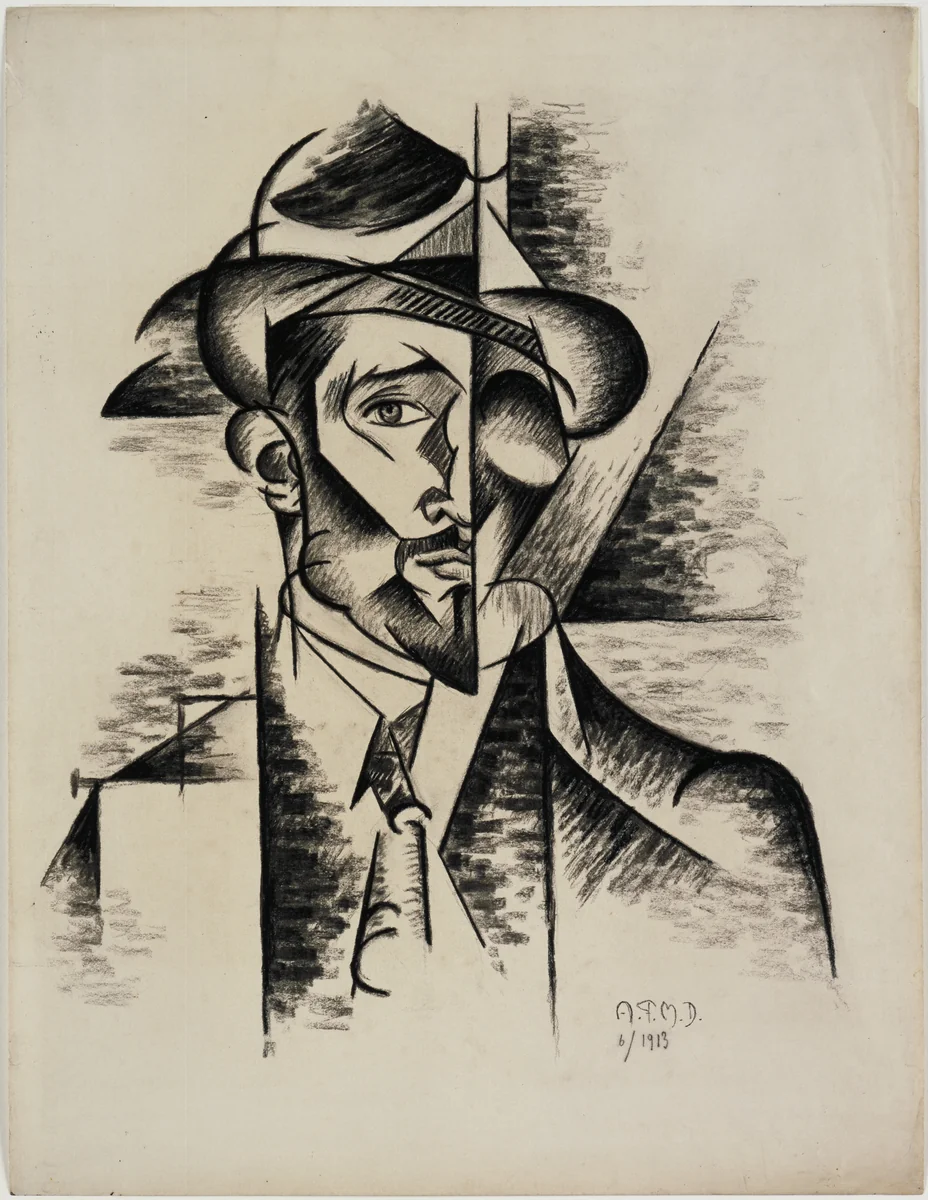 Self Portrait (recto); Beggar (verso) by Aimé Félix Del Marle, drawing, 1913