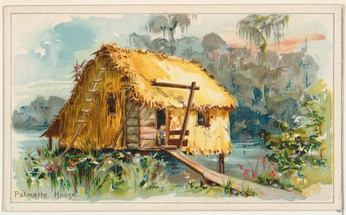 Palmetto House, from the Habitations of Man series (N113) issued by W. Duke, Sons & Co. to promote Honest Long Cut Smoking and Chewing Tobacco by The Giles Company, print, 1890