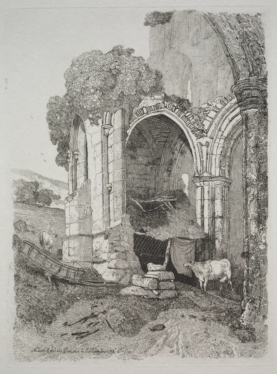 Rievaulx Abbey, Yorkshire by John Sell Cotman, print, 1810