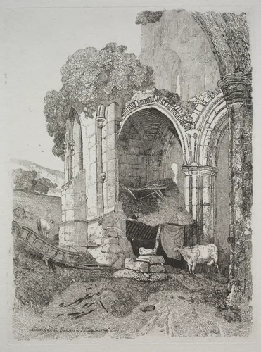 Rievaulx Abbey, Yorkshire by John Sell Cotman, print, 1810