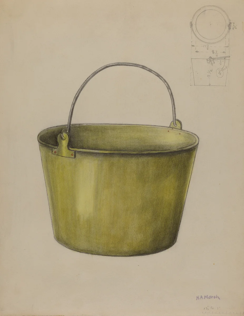 Fire Water Pail by Herbert Marsh, index of american design, 1936
