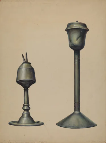 Two Oil Lamps by Walter Hochstrasser, index of american design, 1938