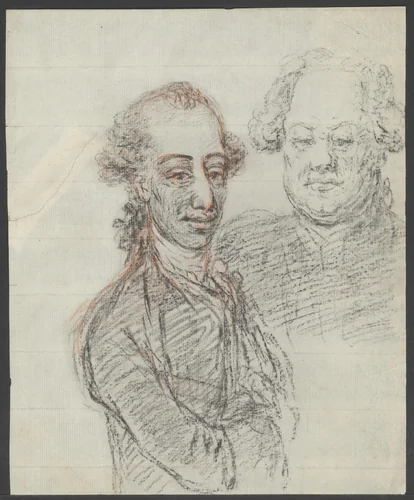 Twee mannen met pruiken by Jean Bernard, drawing, 1775-1833