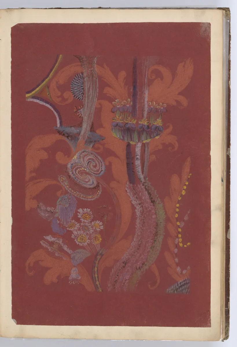 Scrapbook with Textile Designs on Colored Papers by anonymous, book, 1801-1900