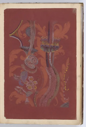 Scrapbook with Textile Designs on Colored Papers by anonymous, book, 1801-1900
