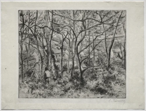 Wooded Landscape at L'Hermitage, Pontoise by Camille Pissarro, print, 1879