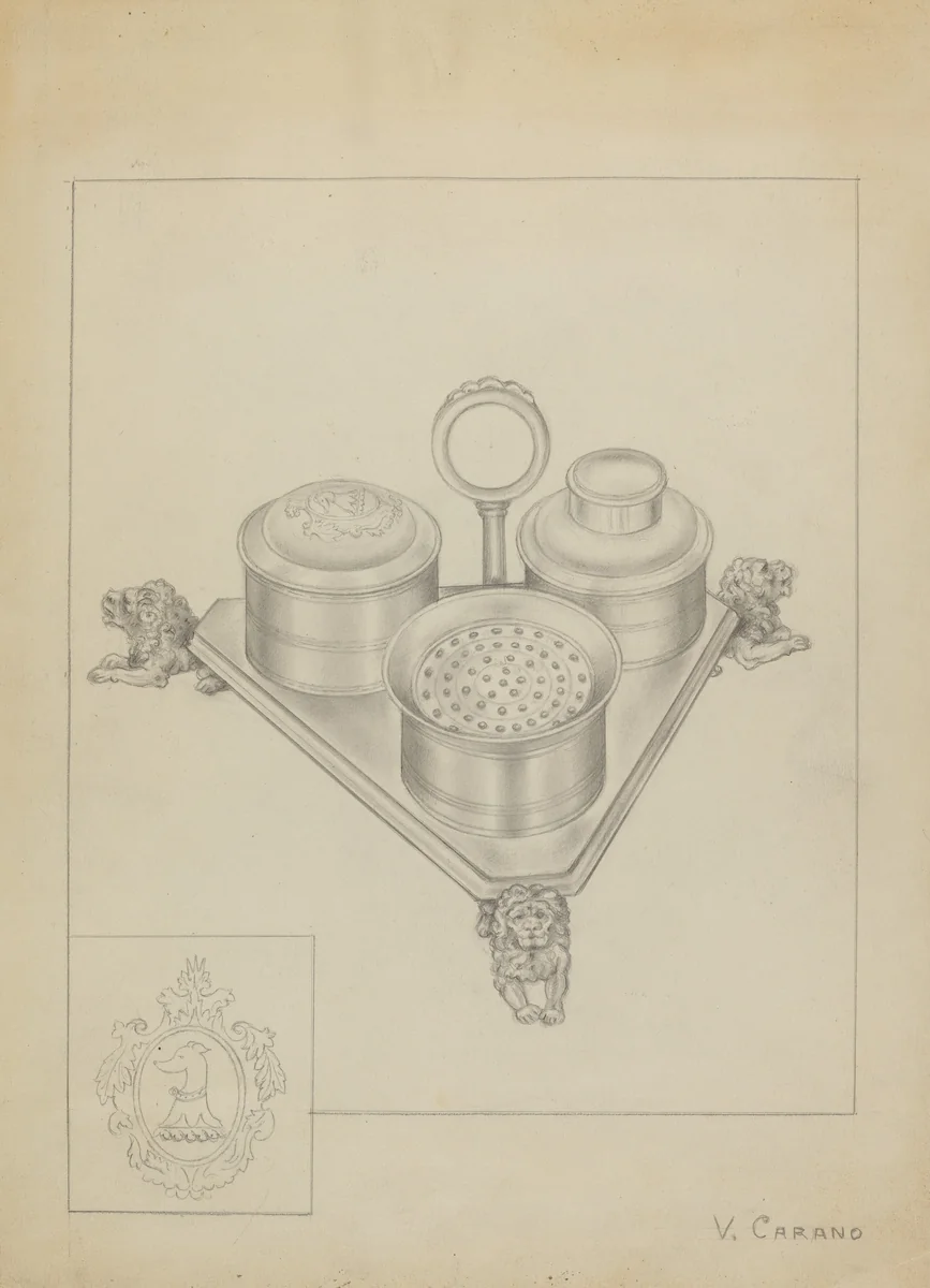 Silver Ink Stand by Vincent Carano, index of american design, 1936