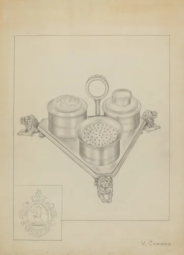 Silver Ink Stand by Vincent Carano, index of american design, 1936