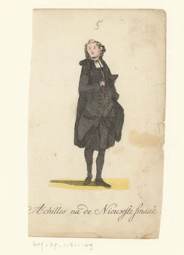 Achilles in kostuum van de achttiende eeuw by anonymous, print, 1793-1800