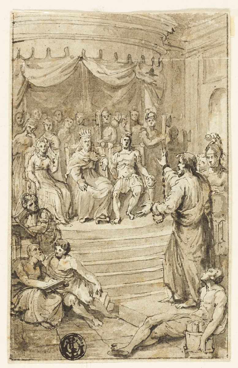 Paul Before Festus and Agrippa by Charles Reuben Ryley, drawing, 1772-1798