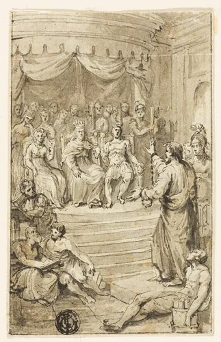 Paul Before Festus and Agrippa by Charles Reuben Ryley, drawing, 1772-1798