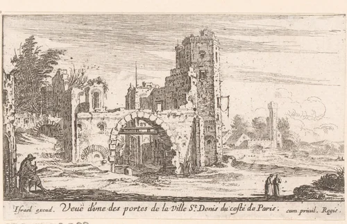 Gezicht op één van de poorten van Saint-Denis by Israël Silvestre, print, 1631-1661