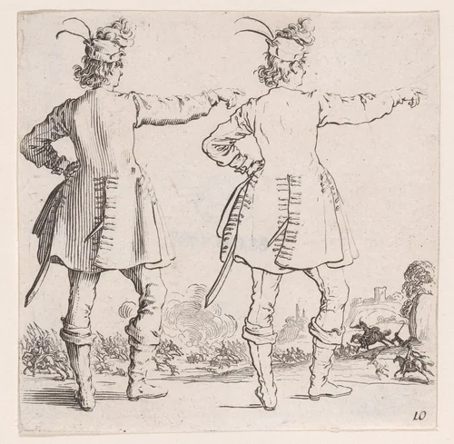Le Turc Vu de Dos (The Turk Seen from Behind), plate 10 from "Varie Figure" (Various Figures) by Jacques Callot, print, 1615-1625