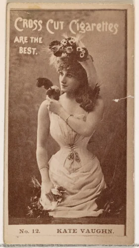 Card Number 12, Kate Vaughn, from the Actors and Actresses series (N145-2) issued by Duke Sons & Co. to promote Cross Cut Cigarettes by W. Duke, Sons & Co., photograph, 1880-1889