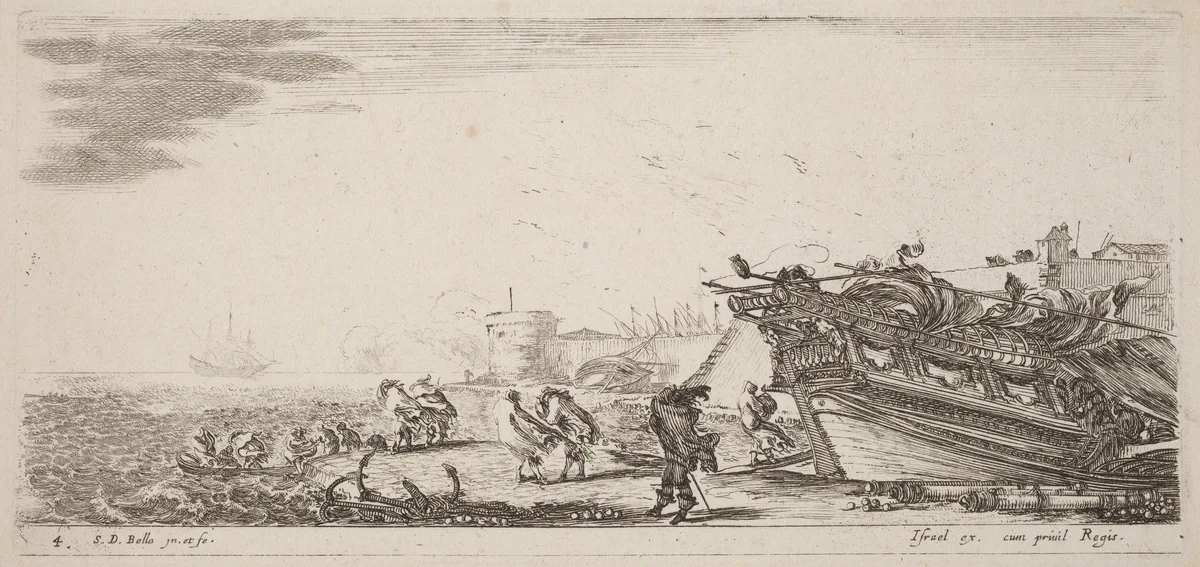Windy Harbor by Stefano della Bella, print, 1644