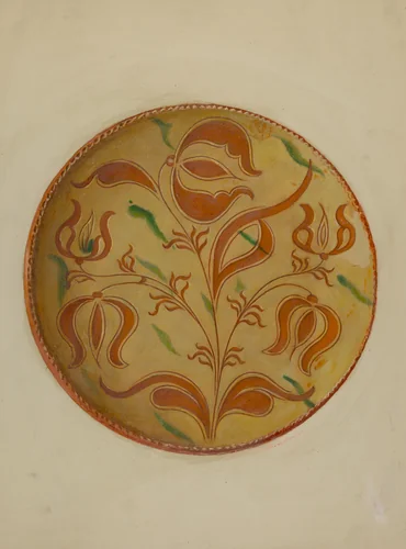 Pa. German Pie Dish by Max Soltmann, index of american design, 1936