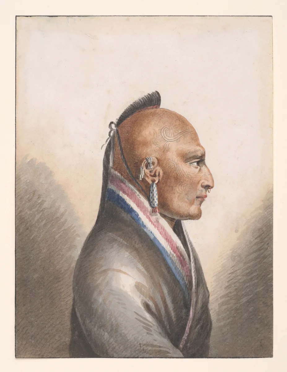 The Chief of the Little Osages by Pavel Svinin, artwork, 1811-1816