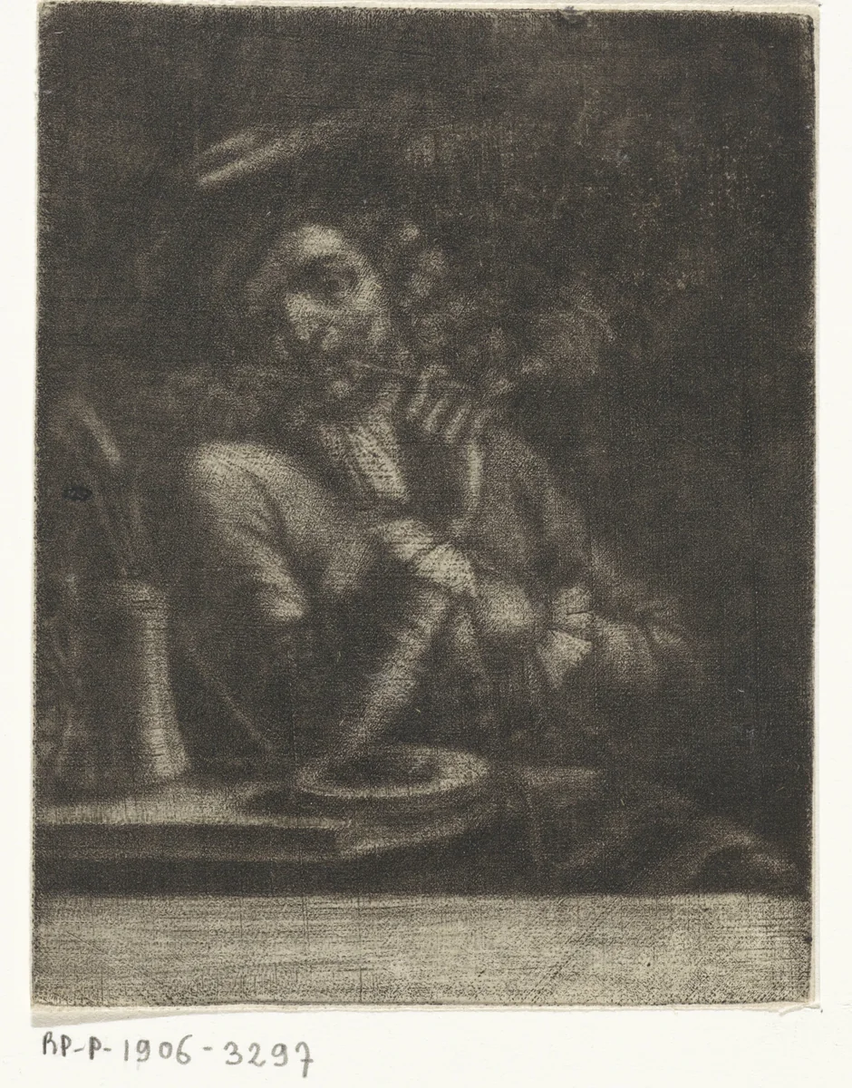 Zittende roker by Johannes de Groot, print, 1698-1776
