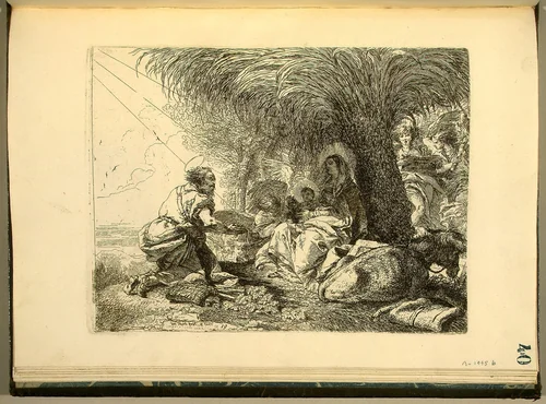 The Rest on the Flight with Joseph in Adoration by Giovanni Domenico Tiepolo, print, 1752