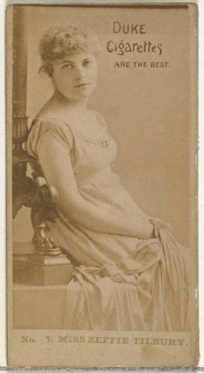 Card Number 7, Miss Zeffie Tilbury, from the Actors and Actresses series (N145-6) issued by Duke Sons & Co. to promote Duke Cigarettes by W. Duke, Sons & Co., photograph, 1880-1889