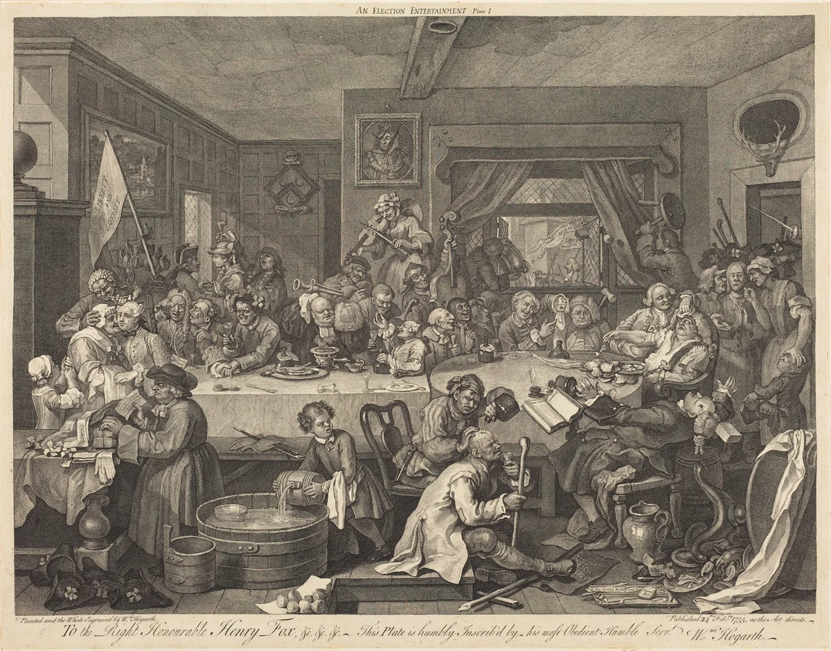 An Election Entertainment by William Hogarth, print, 1755