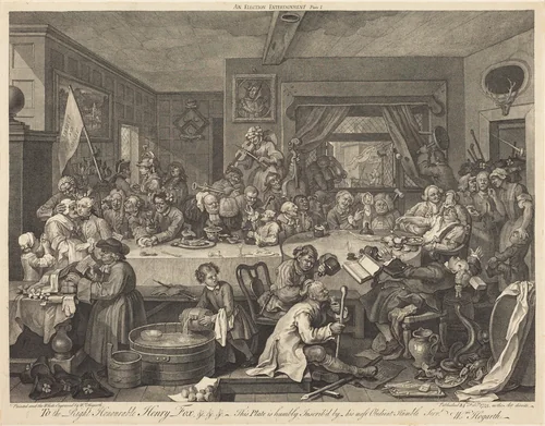 An Election Entertainment by William Hogarth, print, 1755