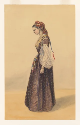 Upper-Class Bride from Algiers by Olivier Bro de Comères, drawing, 1832-1842