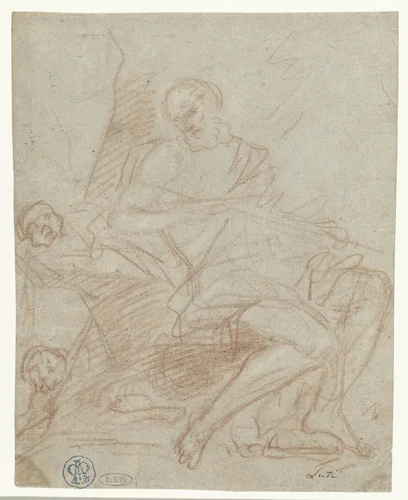 De heilige Hieronymus, als kluizenaar by Benedetto Luti, drawing, 1676-1724
