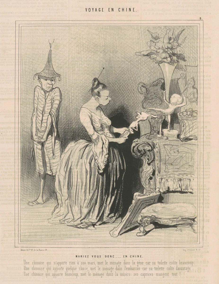 Mariez-vous donc ... en chine by Honoré Daumier, print, 1846