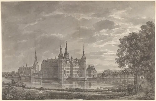 View of Frederiksborg Castle from the Northeast by Johan Christian Dahl, drawing, 1812-1822