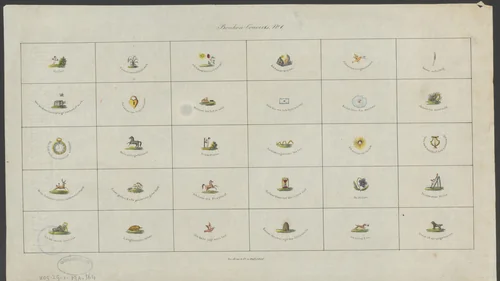 Dieren en voorwerpen met vers by anonymous, print, 1815-1858