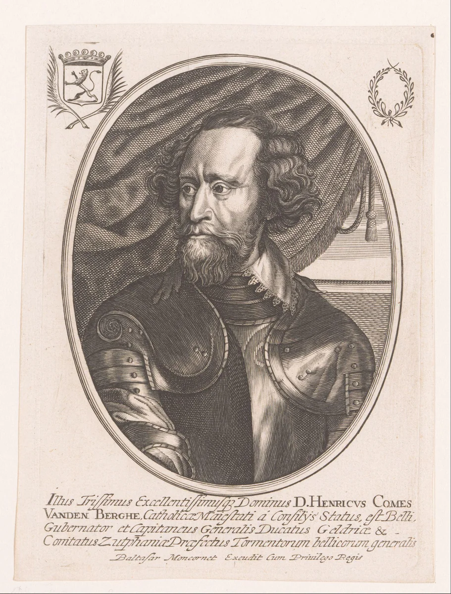 Portret van Hendrik van den Bergh by anonymous, print, 1610-1668