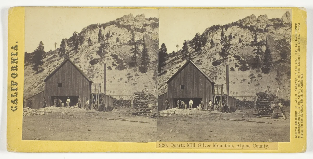 Quartz Mill, Silver Mountain, Alpine County, California, No. 920 from the series "California" by Lawrence & Houseworth, photograph, 1865