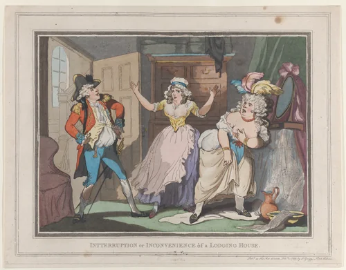 Interruption or Inconvenience of a Lodging House by Thomas Rowlandson, print, 1789