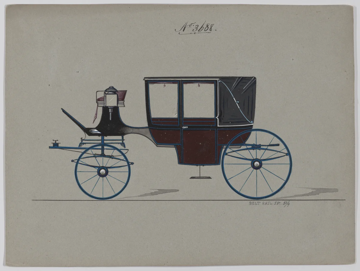 Design for Landau, No. 3688 by Brewster & Co., drawing, 1881