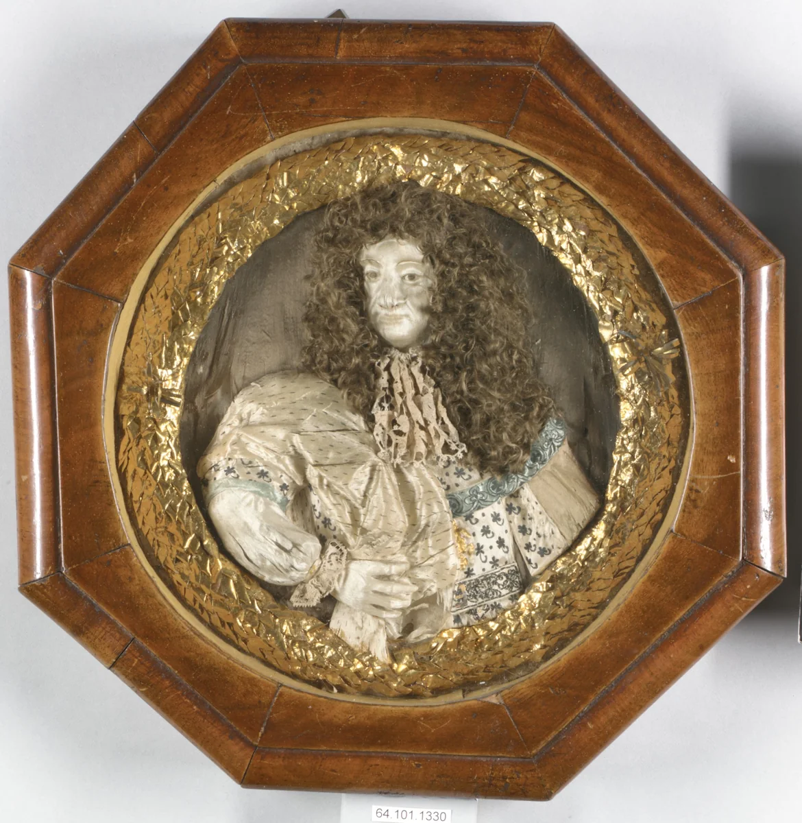 Portrait of Charles II in raised work embroidery by John Baptist Gaspars, textile, 1670-1680