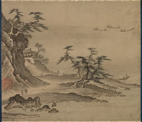 View of Xiao Xiang by Kenkō Shōkei (賢江祥啓), painting, 1478-1506