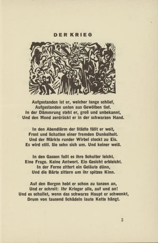 The War (Der Krieg) (headpiece, page 3) from Umbra vitae (Shadow of Life) by Ernst Ludwig Kirchner, illustrated book, 1924