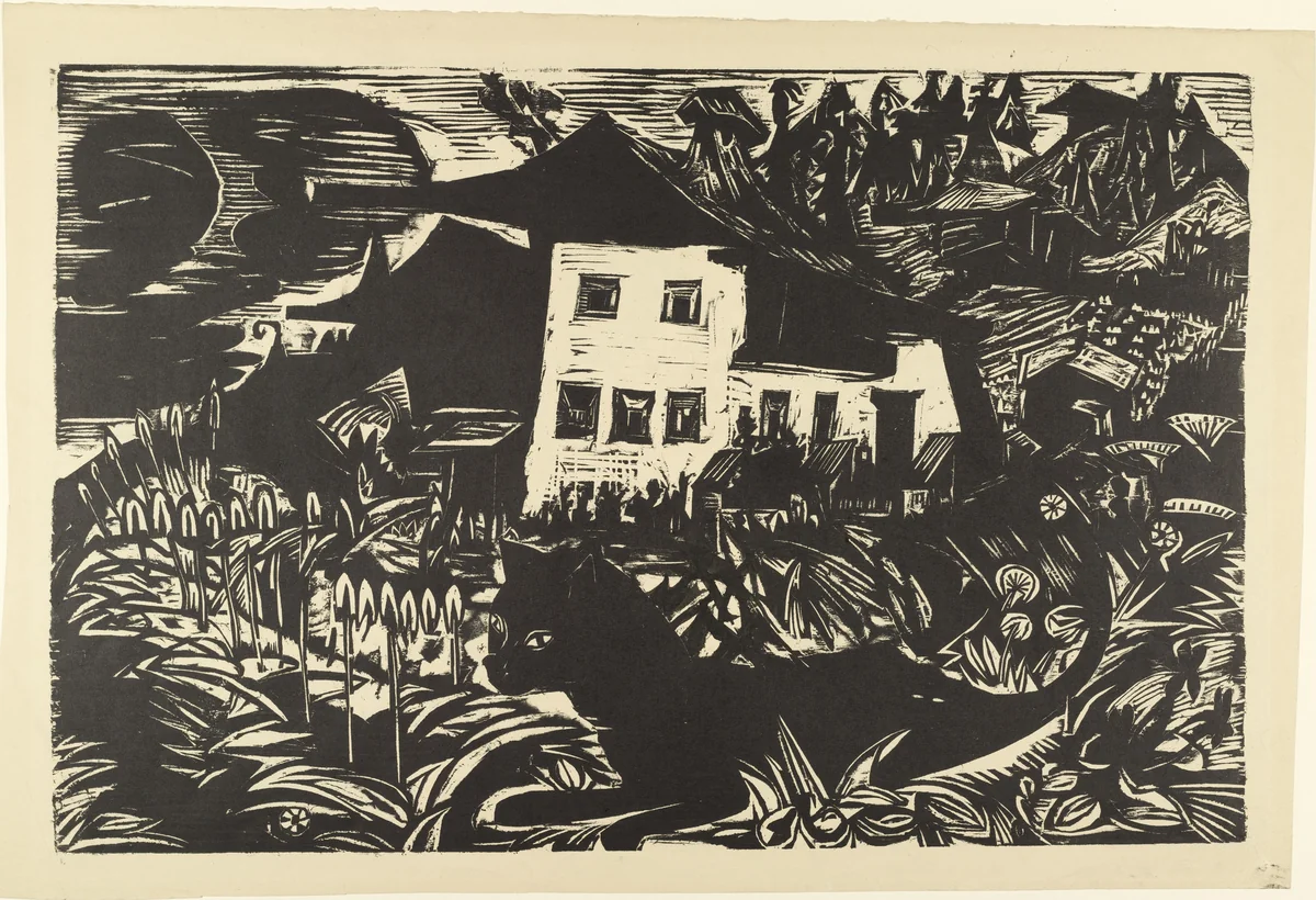 White House in the Meadows (Weisses Haus in Wiesen) by Ernst Ludwig Kirchner, print, 1920