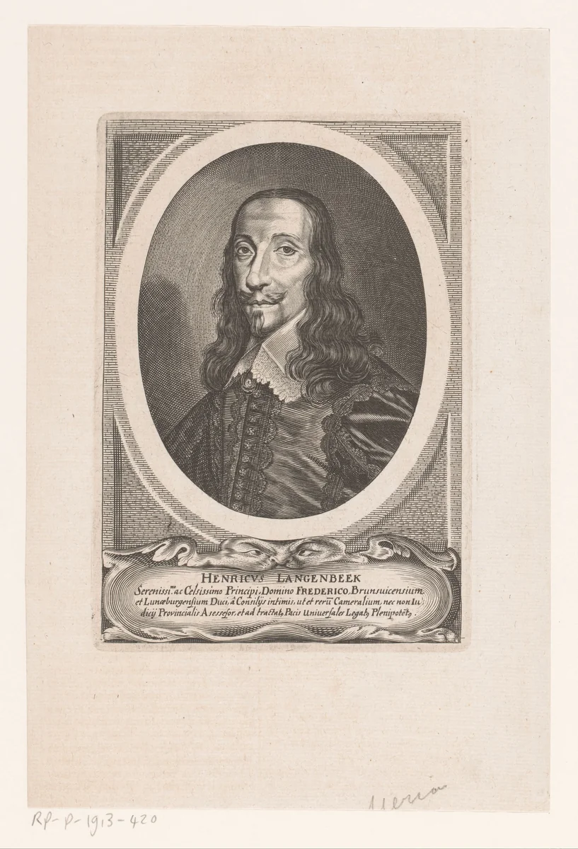 Portret van Heinrich Langenbeck by Matthäus Merian, book, 1652