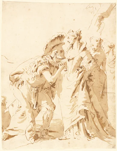 The Meeting of Antony and Cleopatra by Giovanni Battista Tiepolo, drawing, 1740
