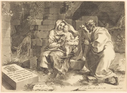 The Holy Family by Claude Mellan, print, 1598-1688