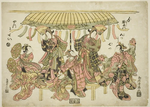 Entertainers by Torii Kiyomitsu I, print, 1759-1769
